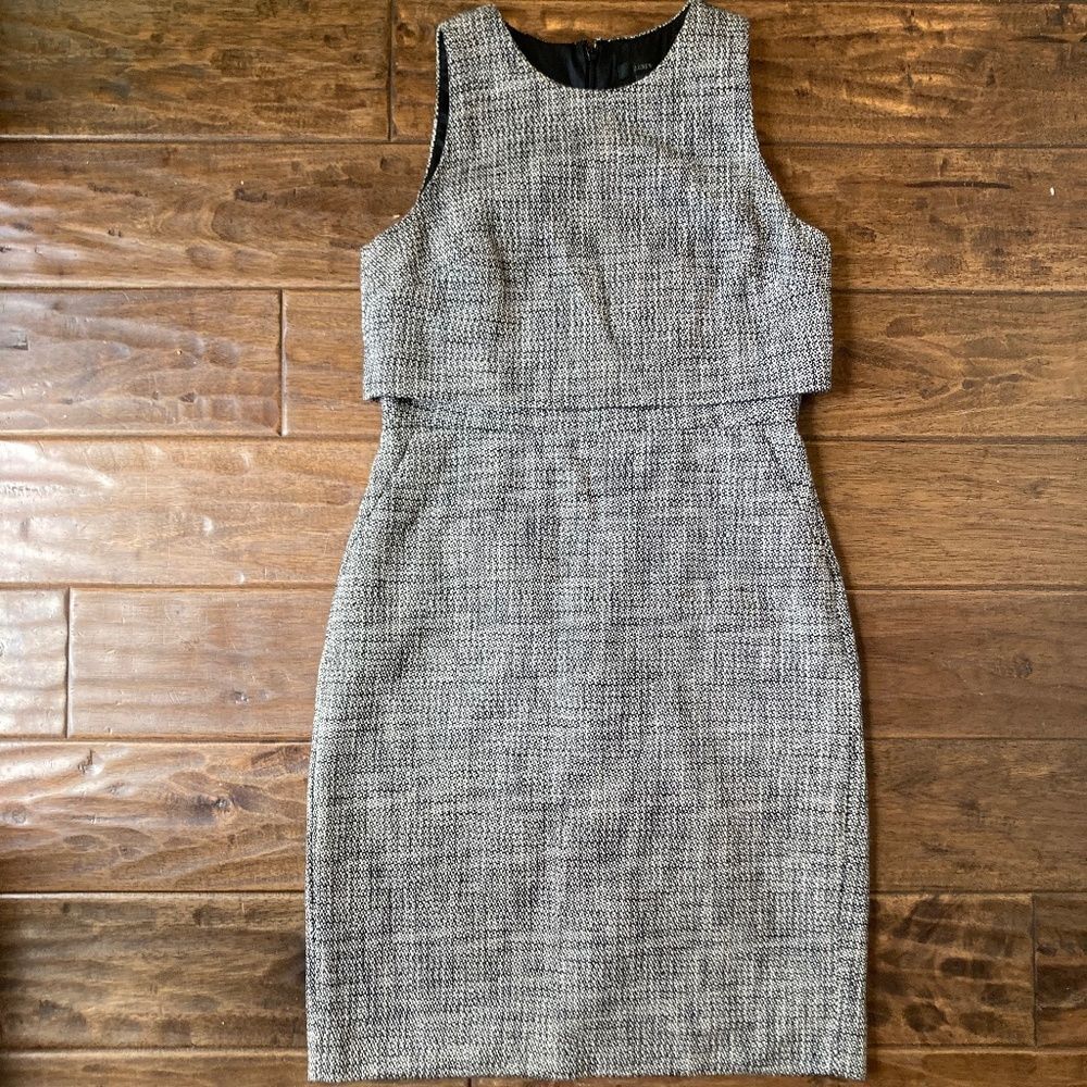 J.Crew Going-Places in Black White Tweed Sheath Dress 8 Retro Office